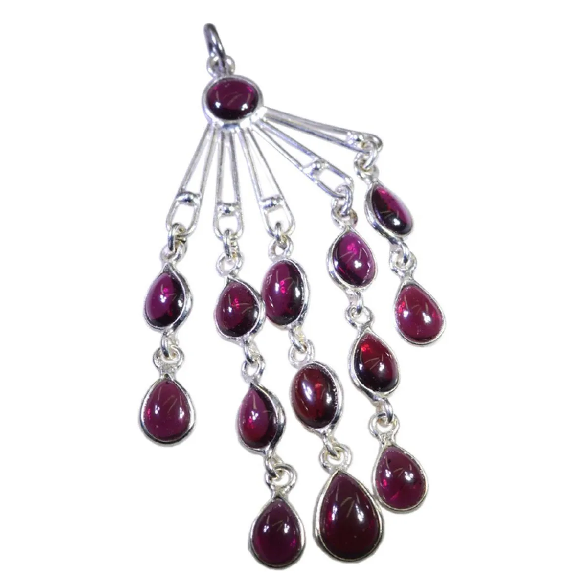 Riyo Genuine Gems Multi Shape Cabochon Red Garnet 925 Silver Pendants gift for grandmother