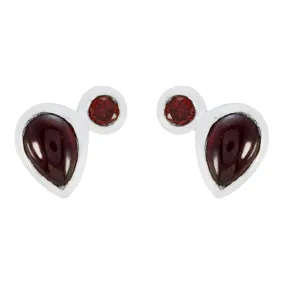 Riyo Genuine Gems multi shape Cabochon Red Garnet Silver Earrings gift for mothers day