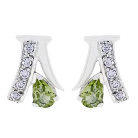 Riyo Genuine Gems multi shape Faceted Green Peridot Silver Earrings labour day gift