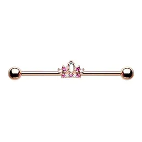 Rose Gold Tiara Crown Sparkle WildKlass Industrial Barbell