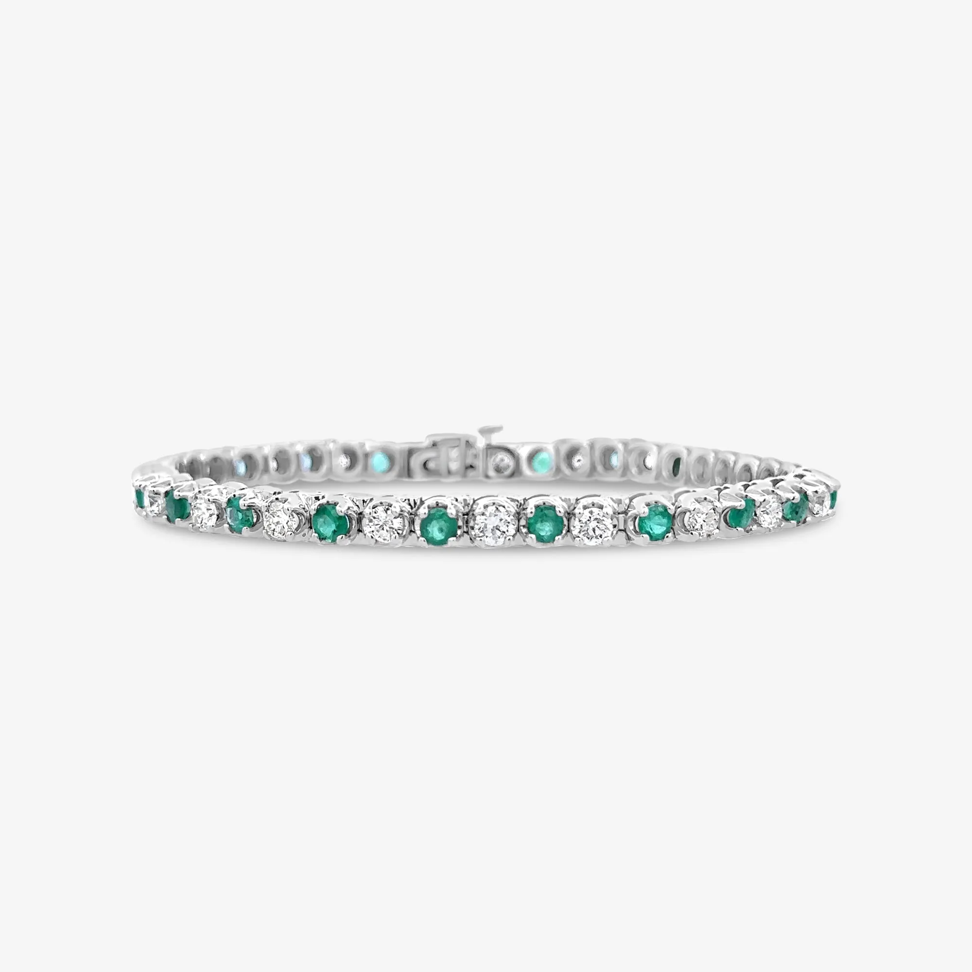 Round Emerald & Diamond Tennis Bracelet