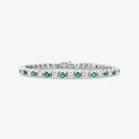 Round Emerald & Diamond Tennis Bracelet