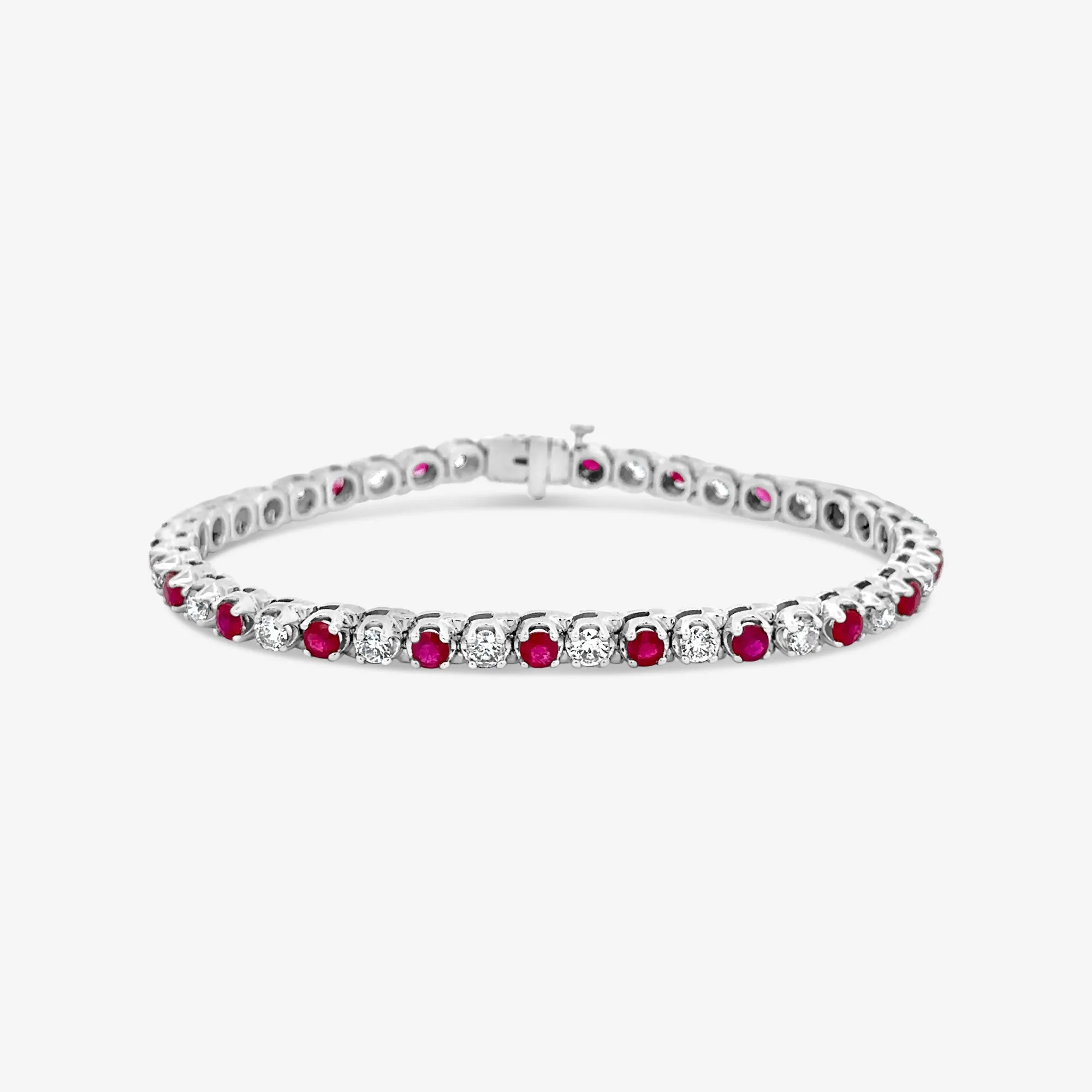 Round Ruby & Diamond Tennis Bracelet