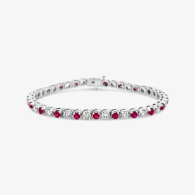 Round Ruby & Diamond Tennis Bracelet