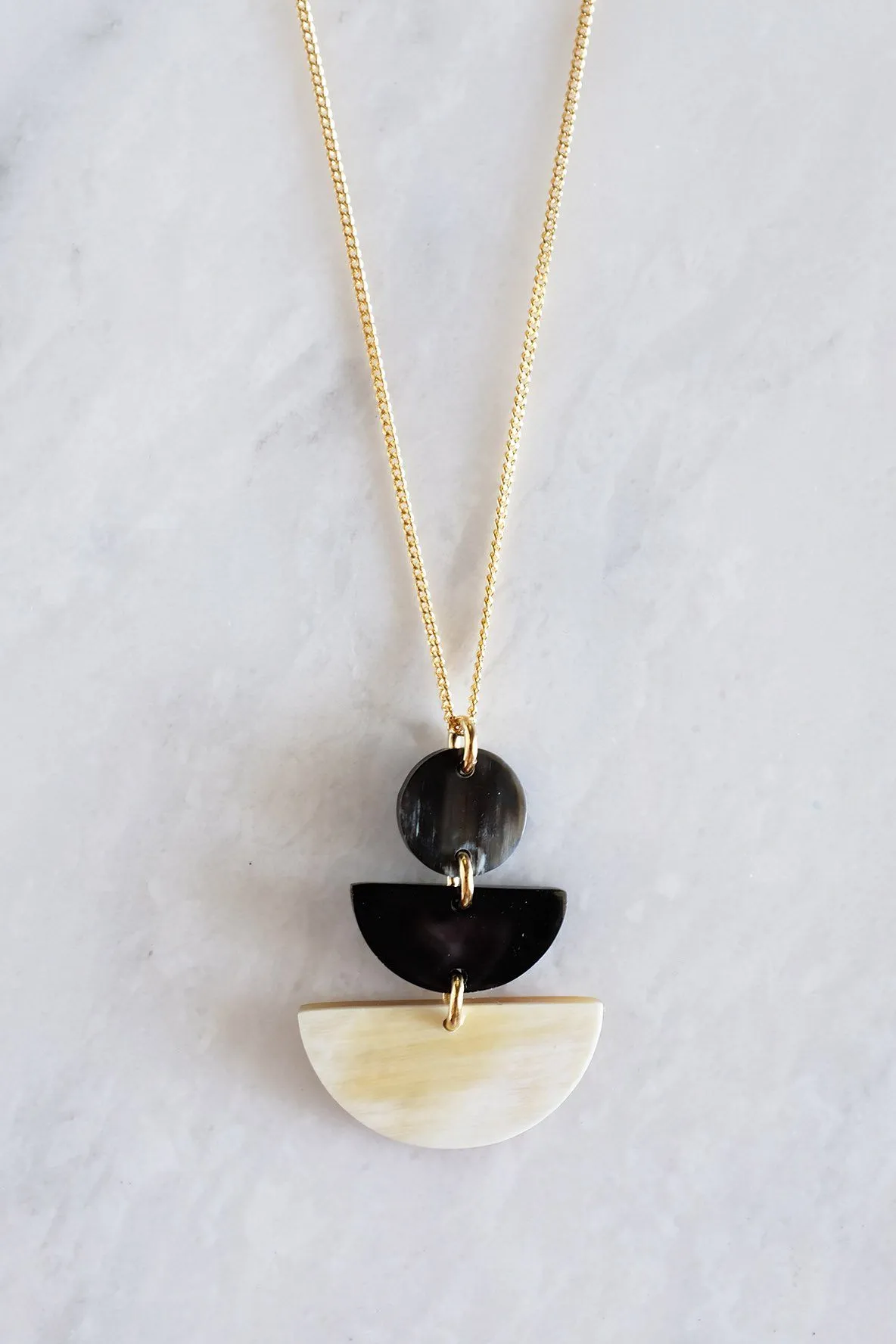 Saigon Geometric Buffalo Horn Pendant Necklace