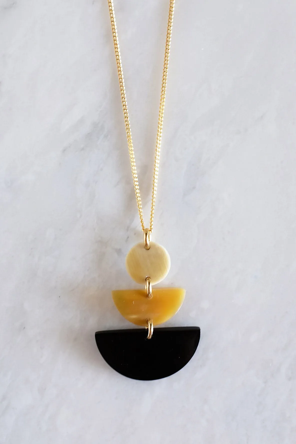 Saigon Geometric Buffalo Horn Pendant Necklace