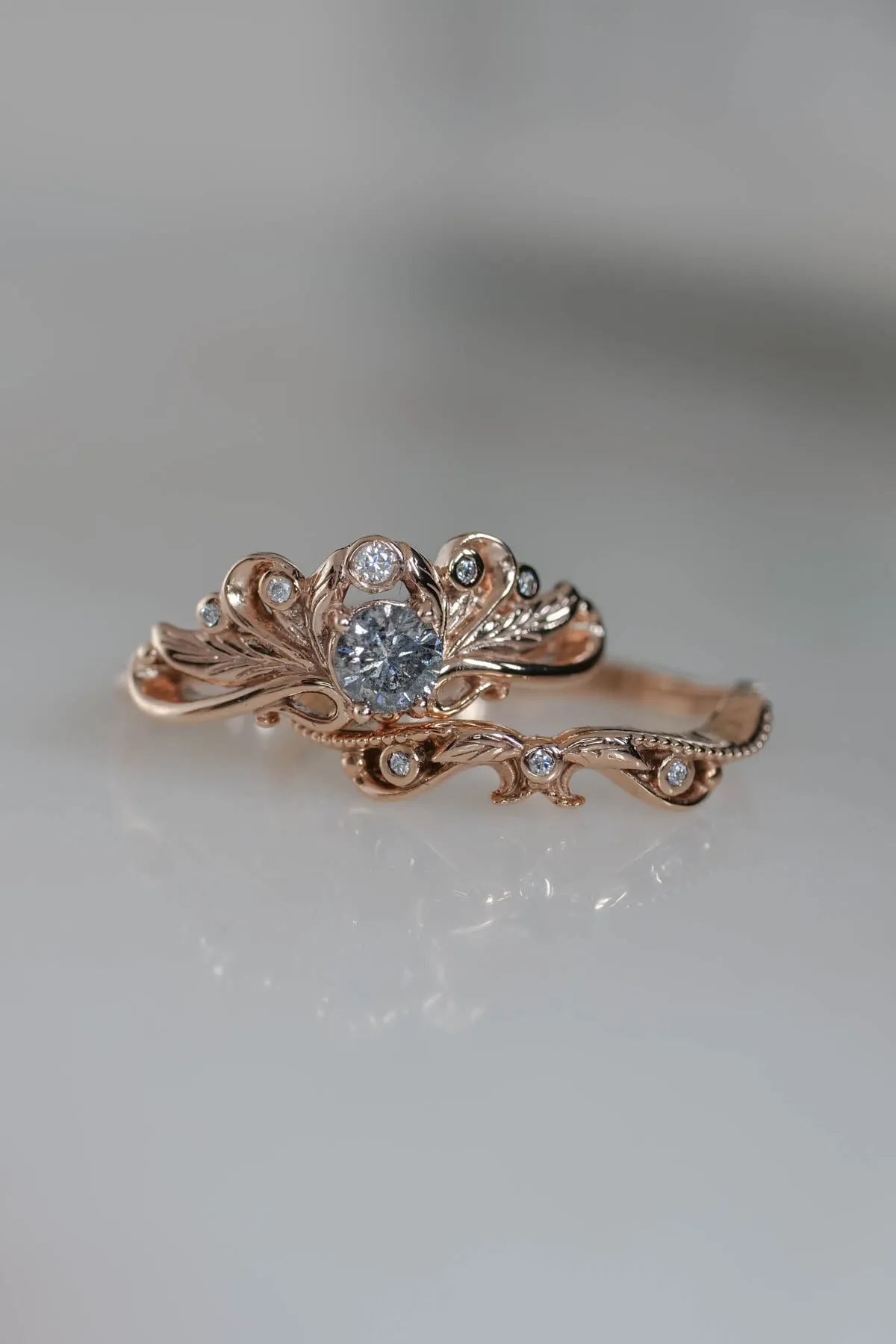 Salt and pepper diamond bridal ring set / Damariss