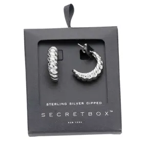 Secret Box Sterling Silver Dipped Bold Metal Hoop Earrings