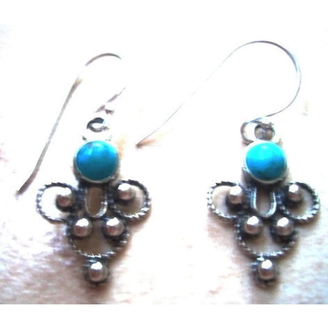 Silver earrings, Filigree silver earrings, opal earrings. Sterling silver jewelry