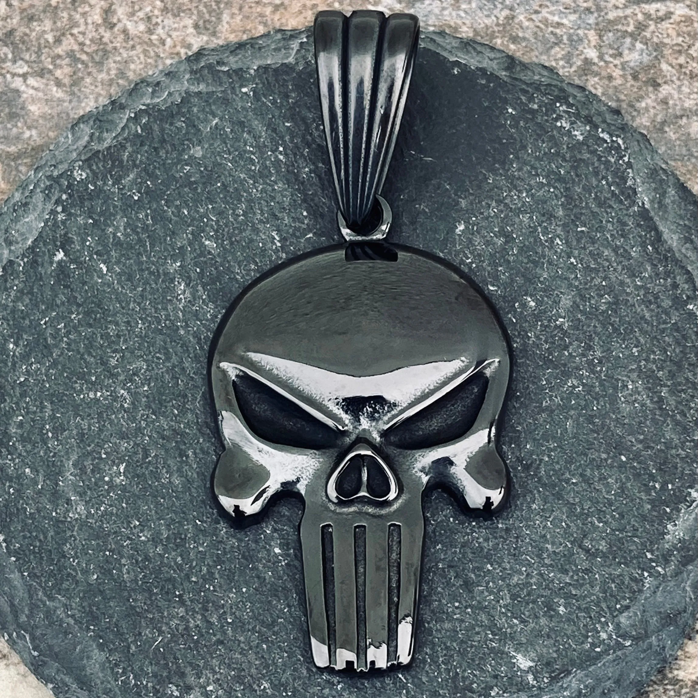 Skull Matte Black Pendant - Necklace (467)