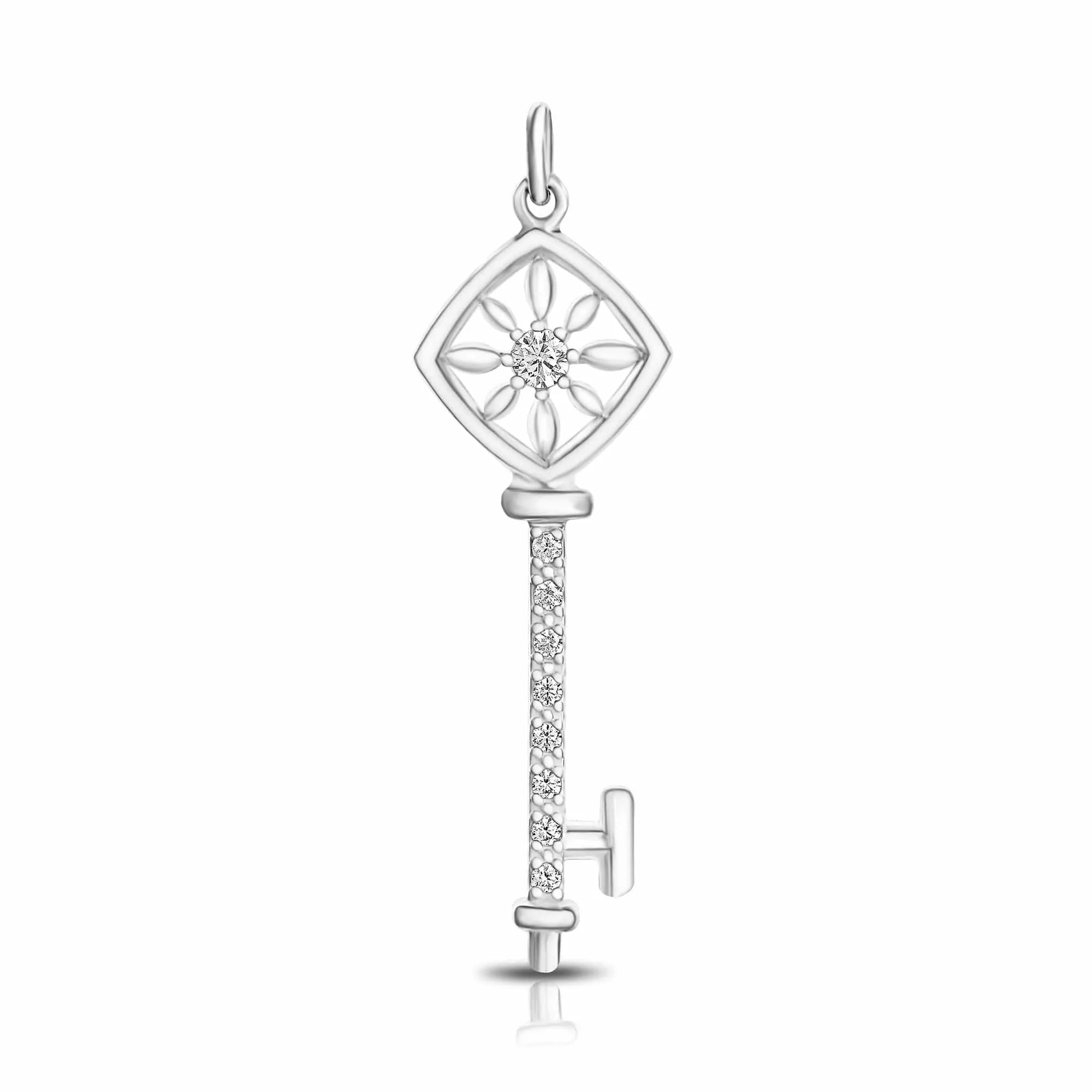 Square Compass Key Sterling Silver Pendant