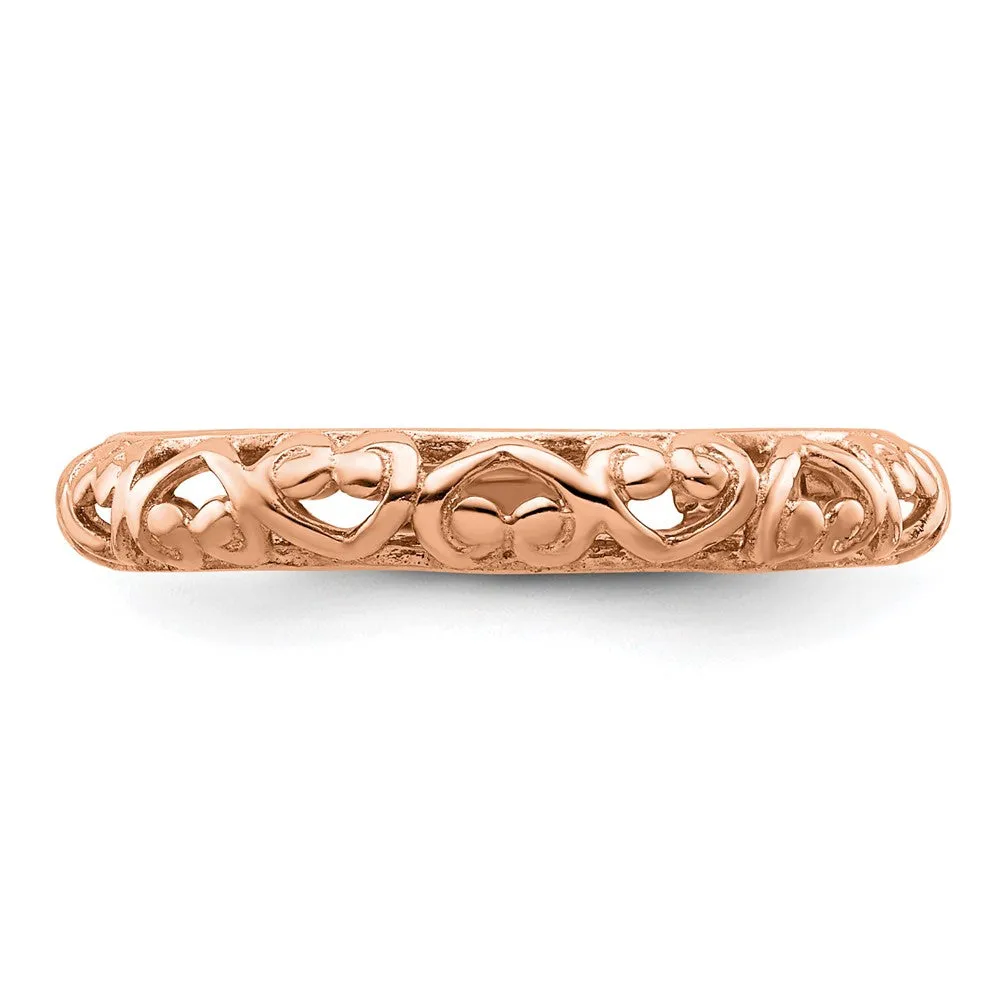 Stackable Expressions Pink-Plated Carved Ring in Sterling Silver