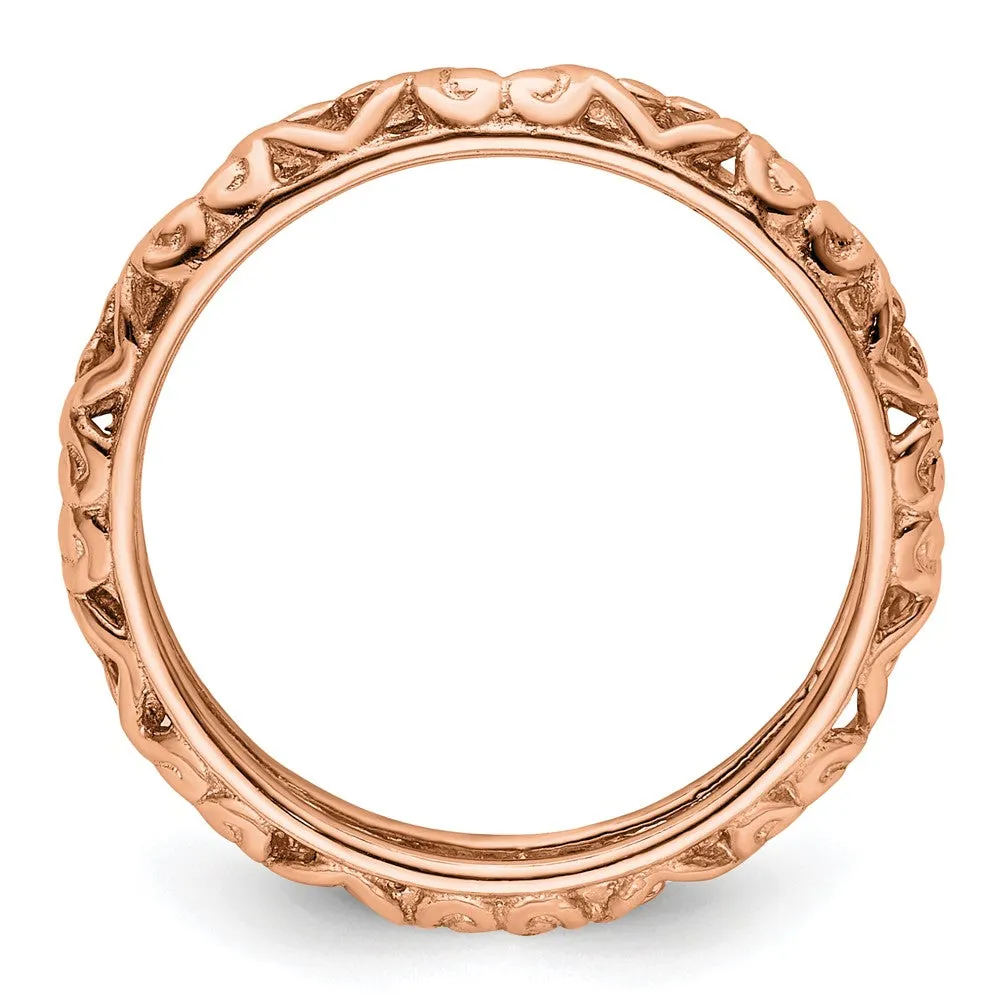 Stackable Expressions Pink-Plated Carved Ring in Sterling Silver