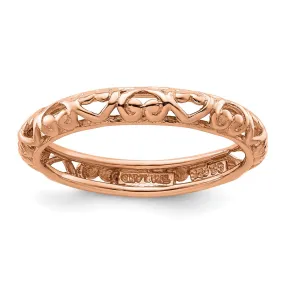 Stackable Expressions Pink-Plated Carved Ring in Sterling Silver