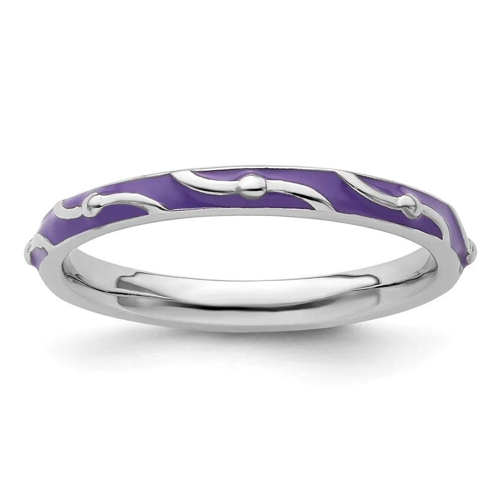 Stackable Expressions Purple Enamel Ring in Sterling Silver