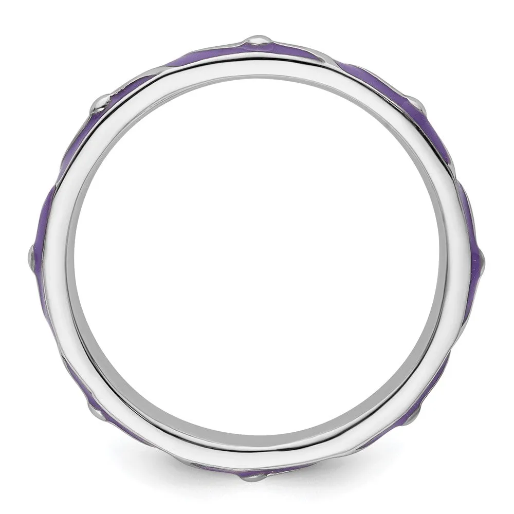 Stackable Expressions Purple Enamel Ring in Sterling Silver