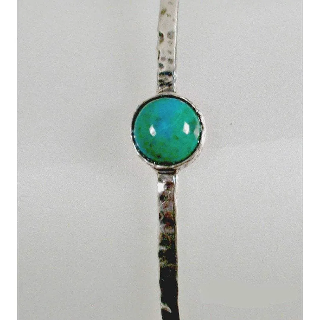 Sterling Silver Bangle Bracelet set with  Gemstone or Roman Glass