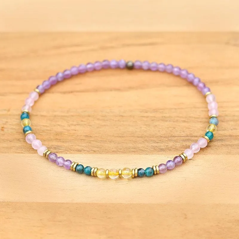 Summer Energy Rose Quartz and Apatite Delicate Anklet