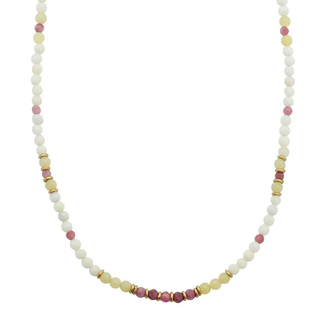 Summer Luck Jade and Pink Tourmaline Delicate Necklace *Final Sale*