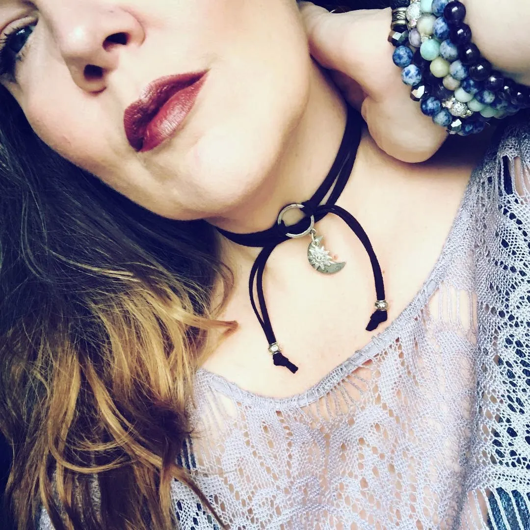 sun and moon choker lariat necklace