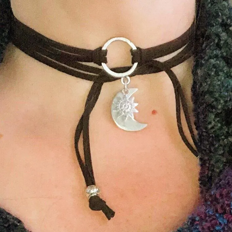 sun and moon choker lariat necklace