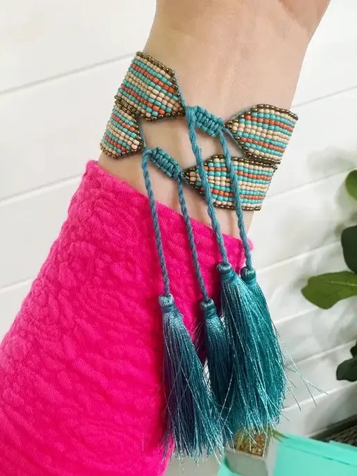 Tassel Friendship Bracelet Aqua