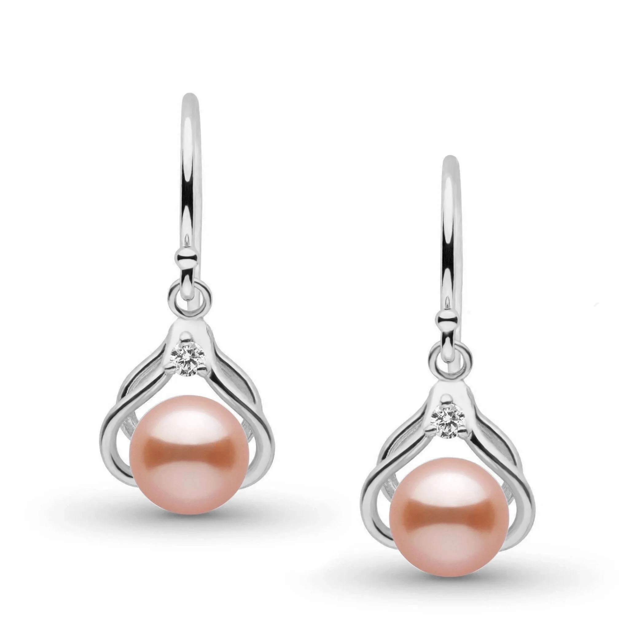 Tiara Collection Pink Freshadama Pearl and Diamond Earrings