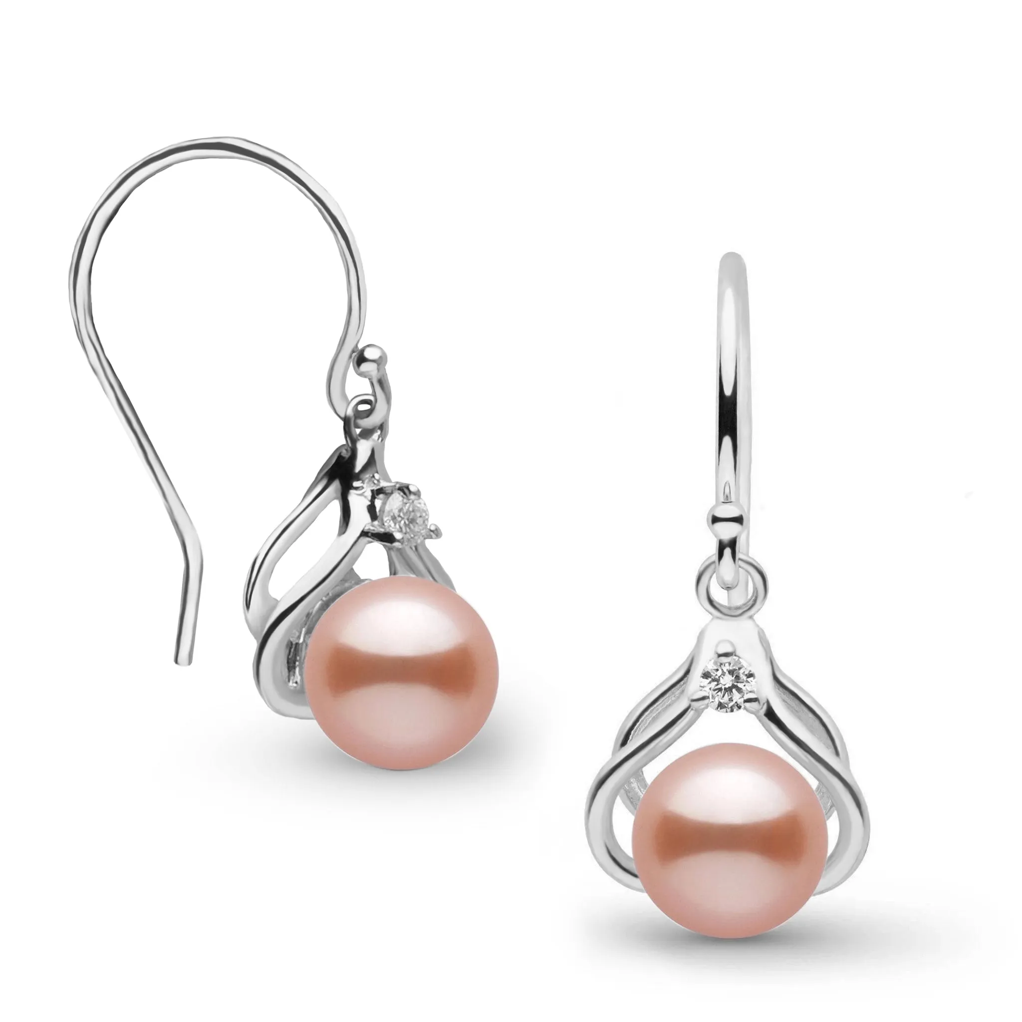 Tiara Collection Pink Freshadama Pearl and Diamond Earrings