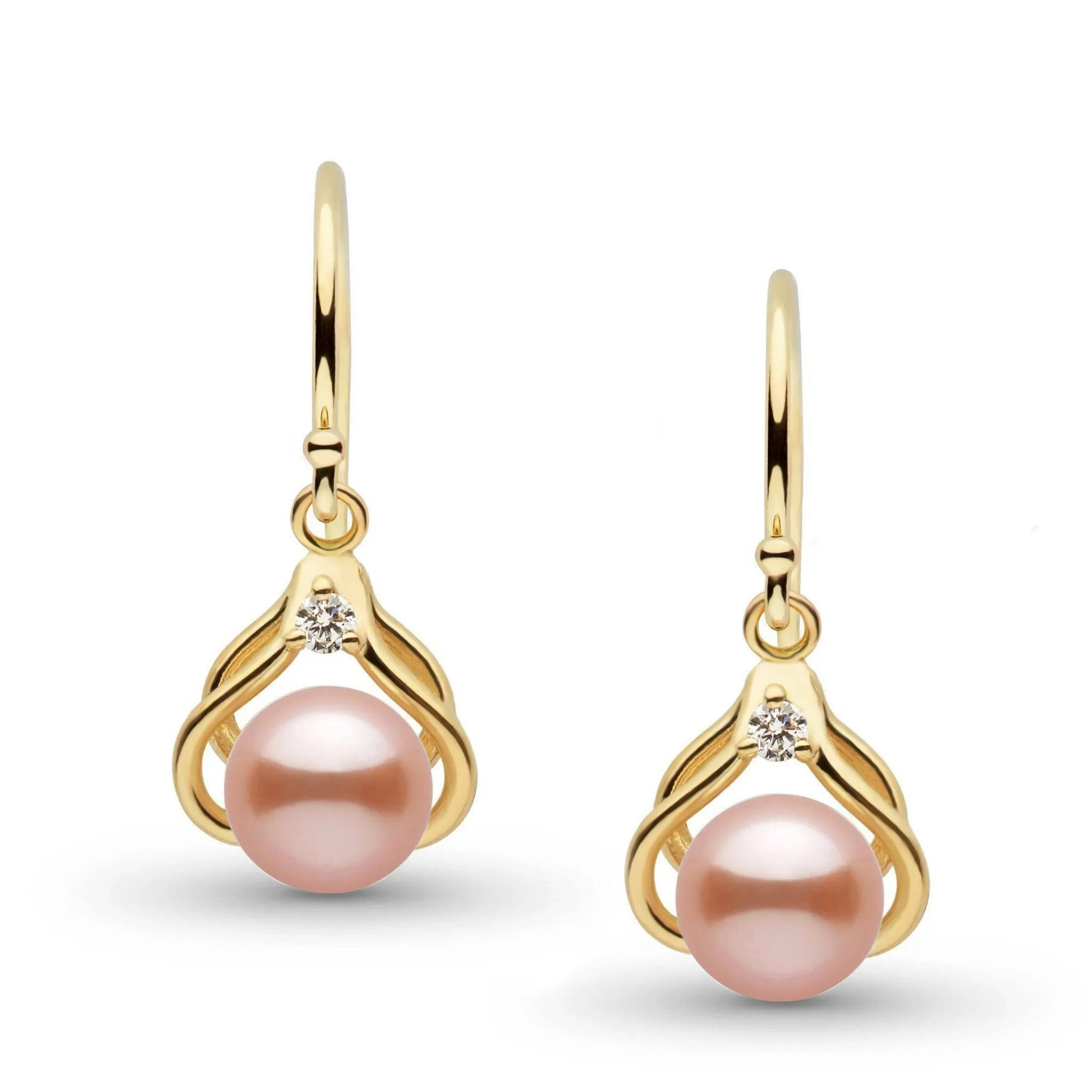 Tiara Collection Pink Freshadama Pearl and Diamond Earrings