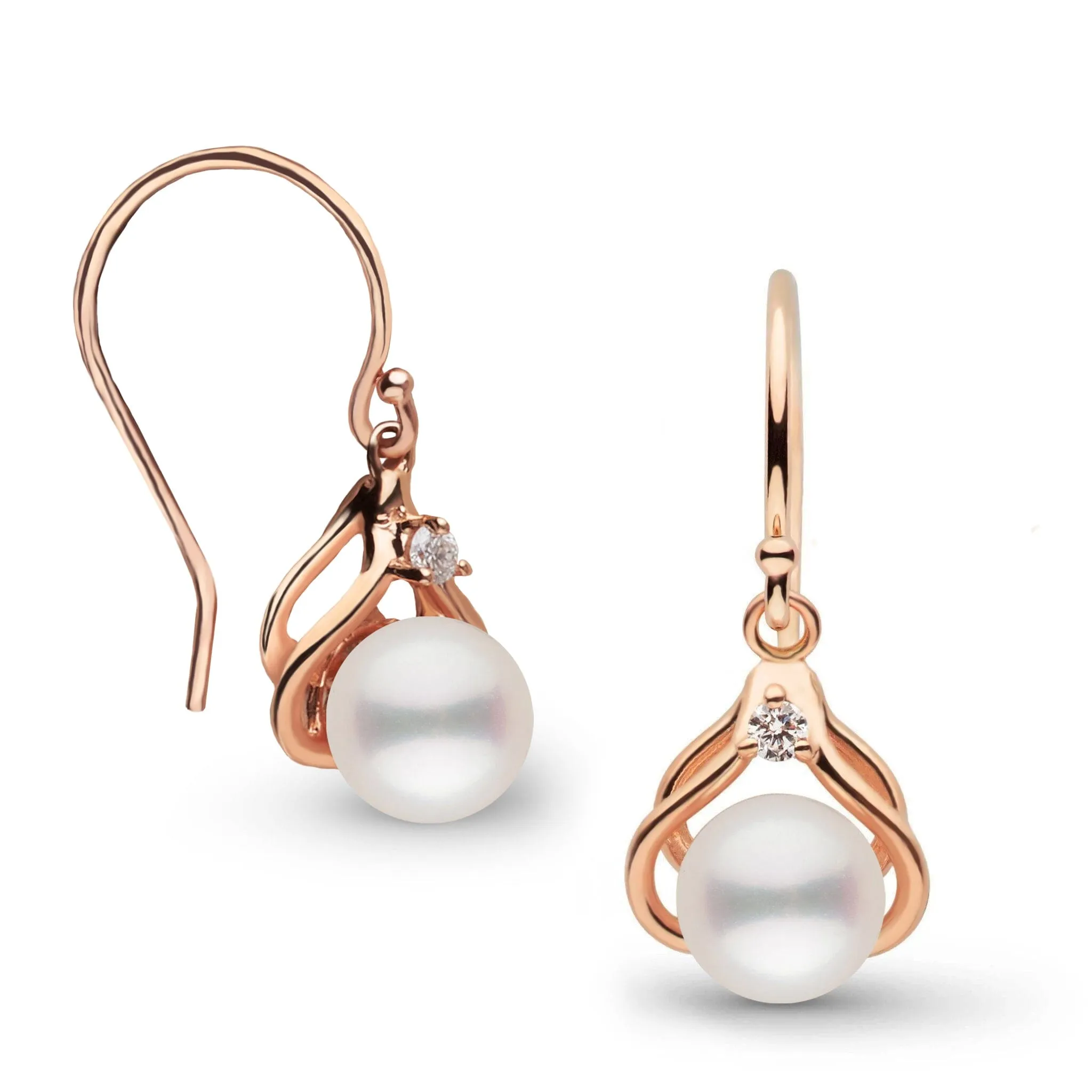 Tiara Collection White Freshadama Pearl and Diamond Earrings