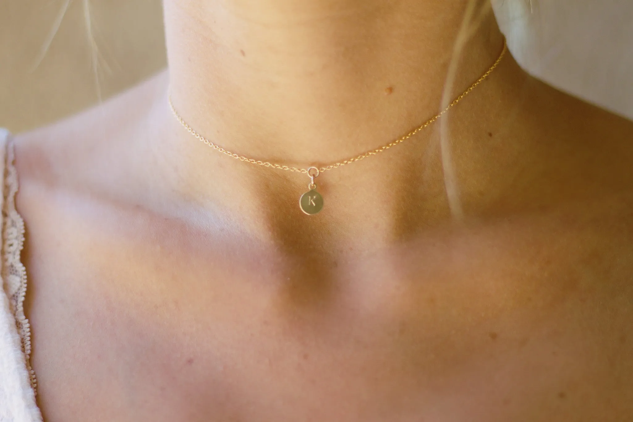 Tiny Initial Choker Necklace