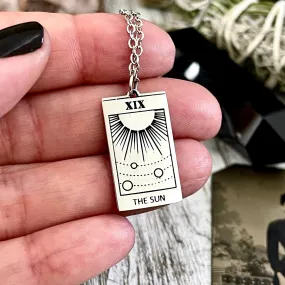 Tiny Talisman Collection - Sterling Silver The Sun Tarot Card Necklace 24x14mm  /