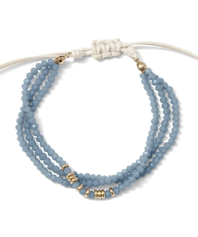 Triple Crystal Adjustable Bracelet - Light Blue