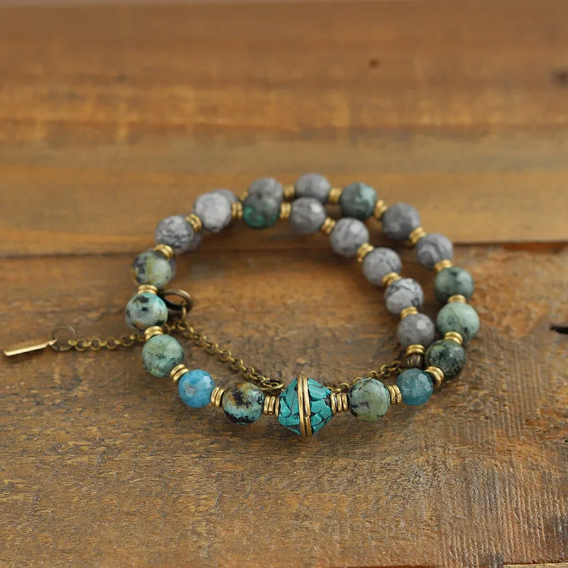 Turquoise and Jasper Mala Choker