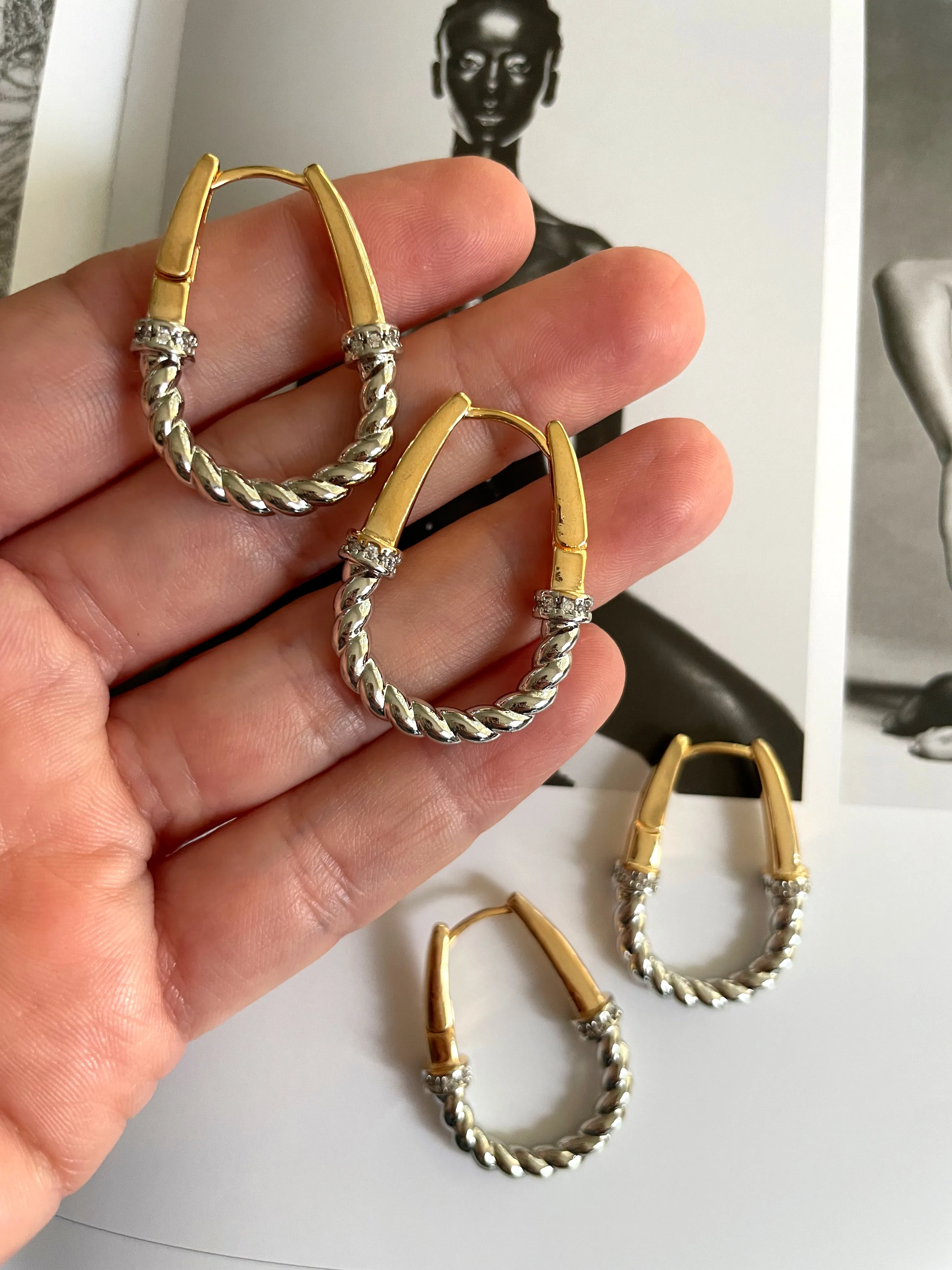 Two toned hoops earrings