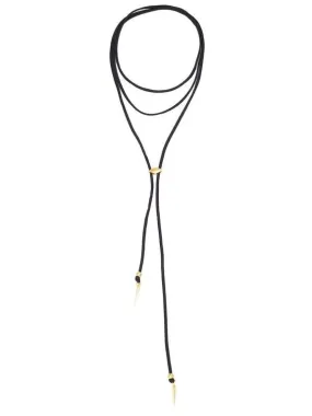 Vanessa Mooney White Light Gold Bolo Wrap Choker - Black