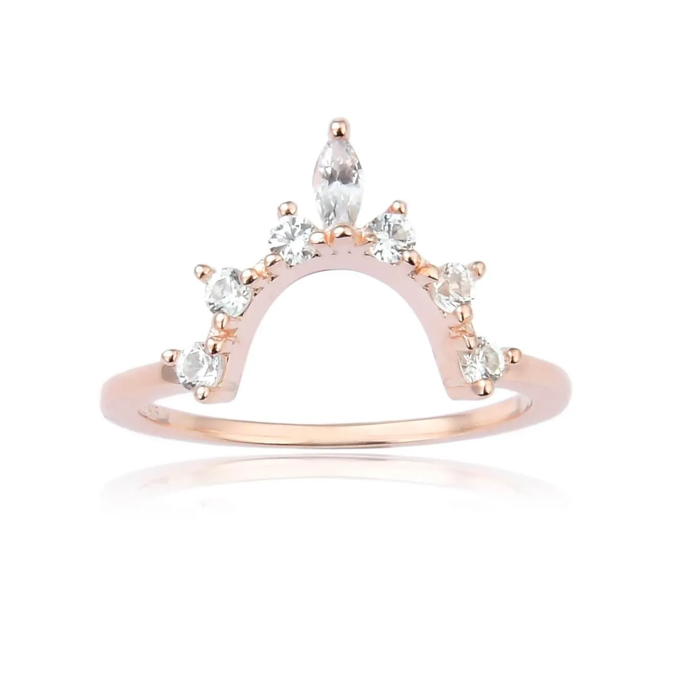 White Sapphire Starburst Tiara Ring