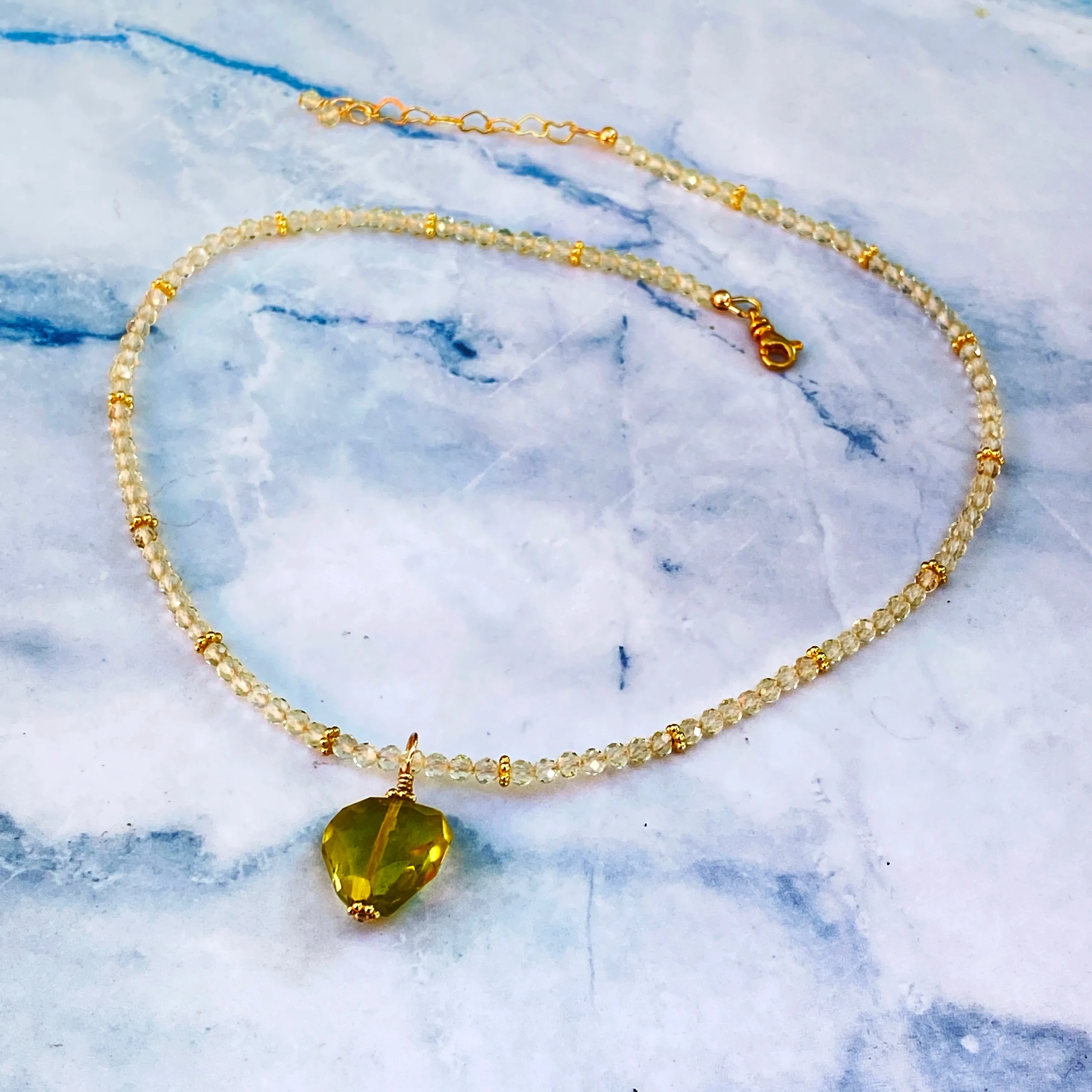 Yellow Topaz Heart Necklace