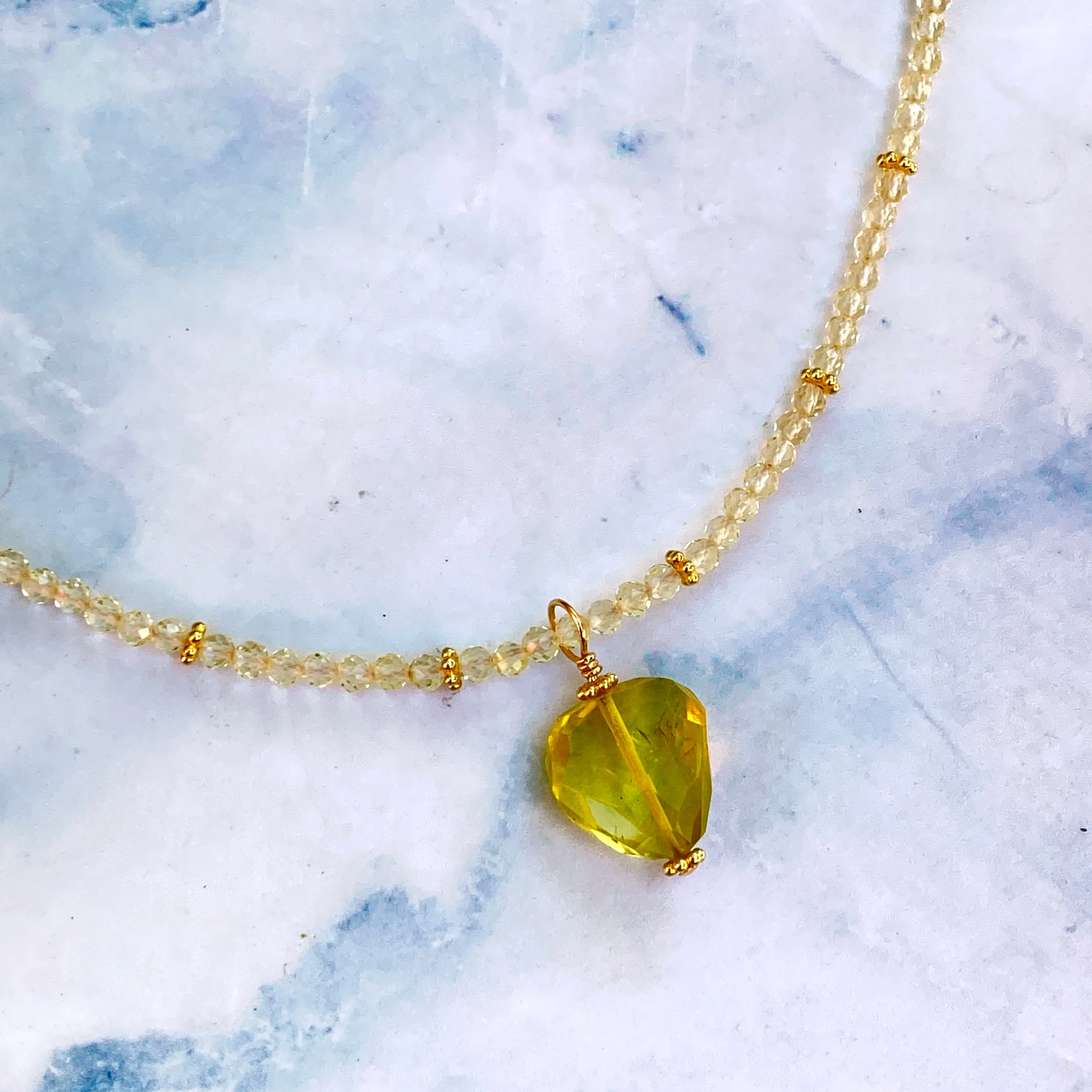 Yellow Topaz Heart Necklace