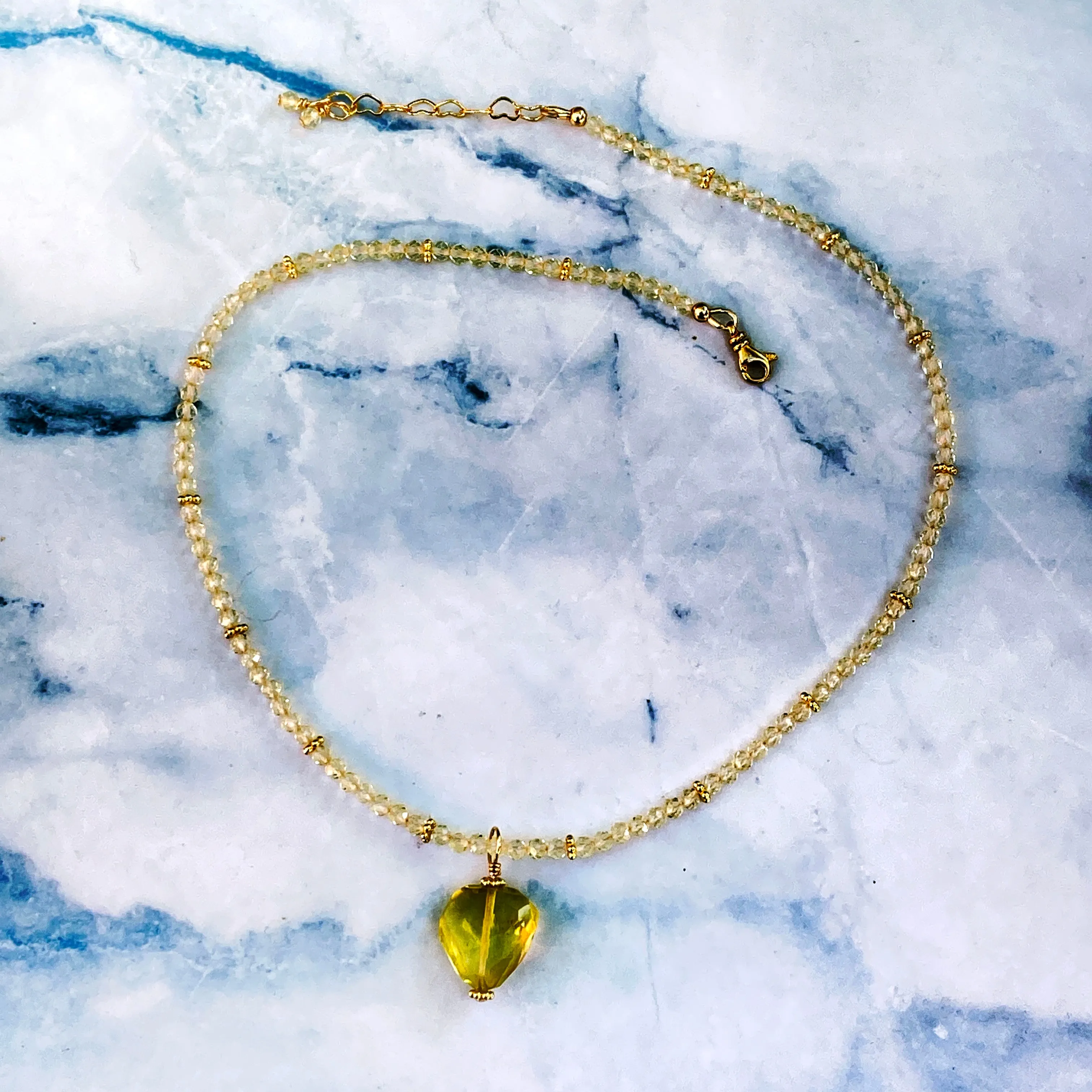 Yellow Topaz Heart Necklace