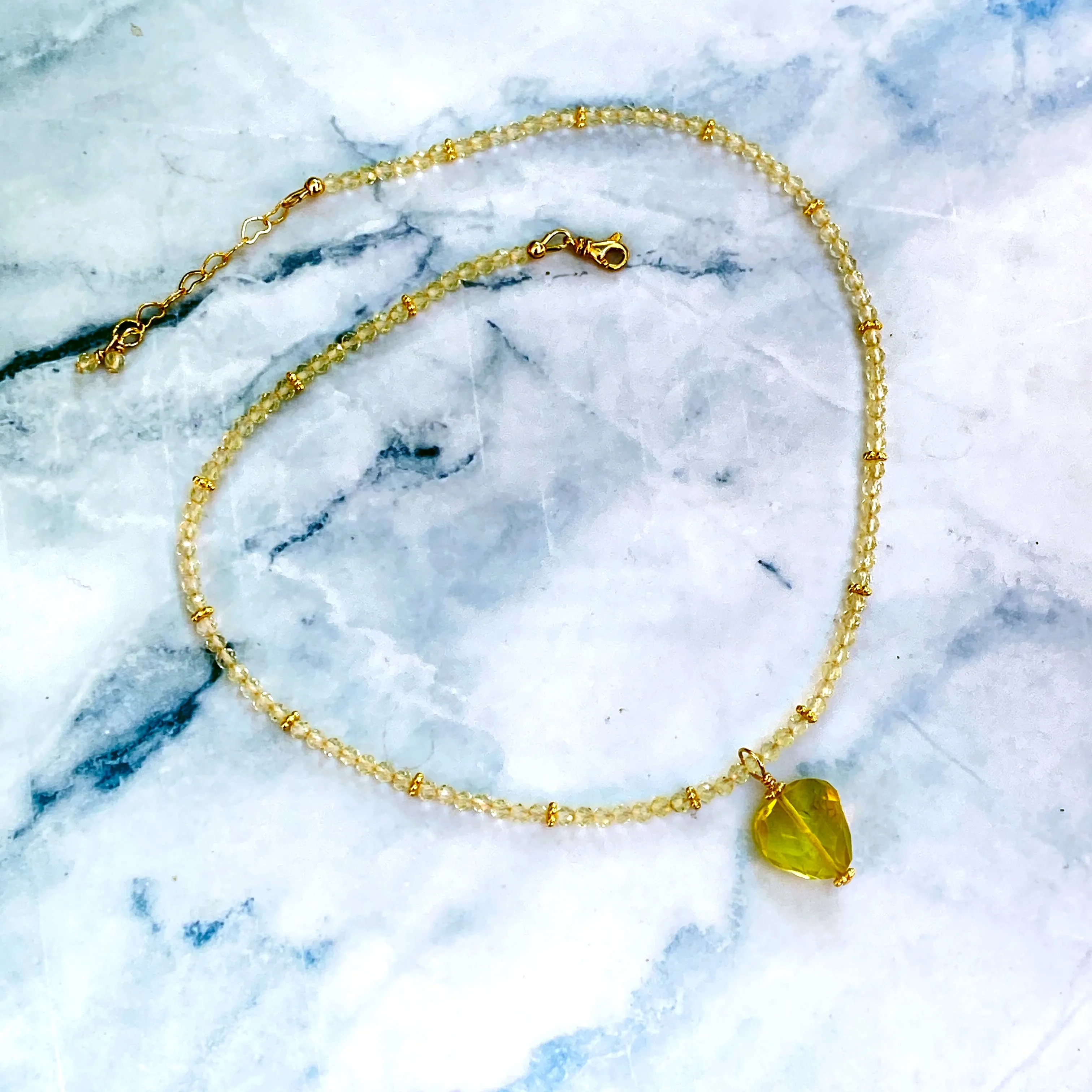 Yellow Topaz Heart Necklace